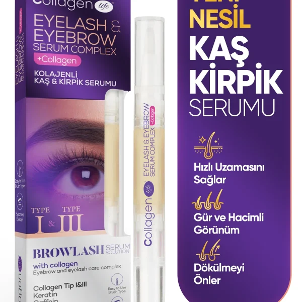 Collagen Life Yeni Nesil Kolajen Caffeine Keratin Vitamin E İçeren Kaş & Kirpik Serumu